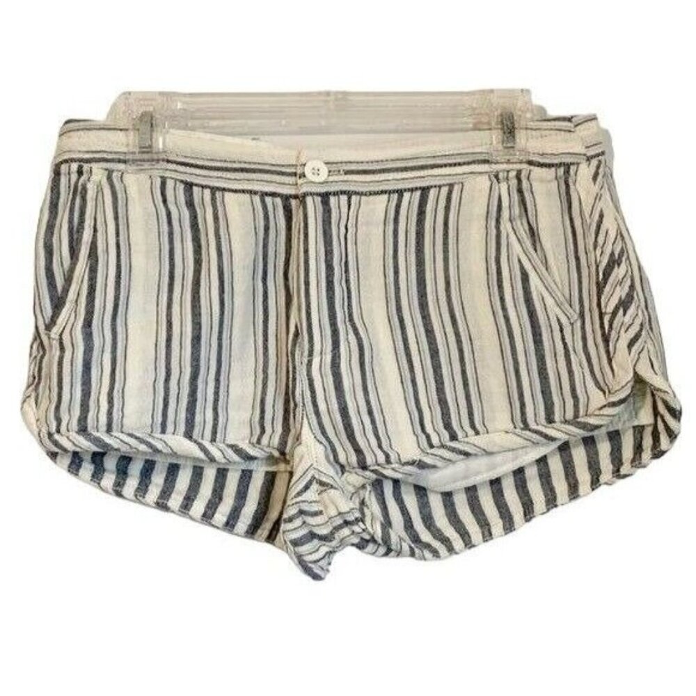 Free People Night Moves Blue Stripe Shorts Women’s 4 Button Fly Coastal Resort